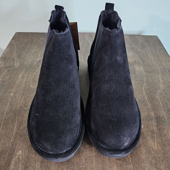 Bearpaw Size 9 Women's Drew Black Suede Wool Lined Ankle Pull On Boots NEW - Picture 3 of 11
